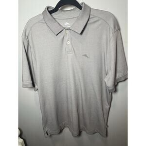 Tommy Bahama Men’s Polo Shirt Gray Short Sleeve Marlin Logo Size Large